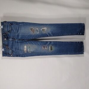 American Eagle Distressed Patched Colorful Stitching Skinny Jeans size 8…